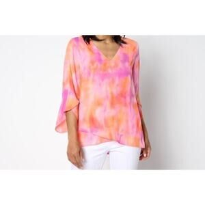 Beautiful Size M Pink Tie Dye Printed Blouse A646348 NWOT